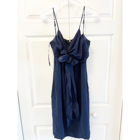 Trina Turk Women's Starry Navy Blue Dress Draped Crepe Tie Front  Size 6 NWT - Picture 5 of 13